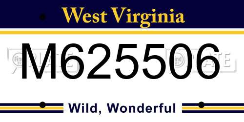 M625506 West Virginia License Plate
