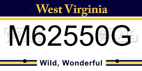 M62550G West Virginia License Plate