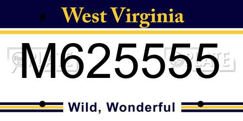 M625555 West Virginia License Plate