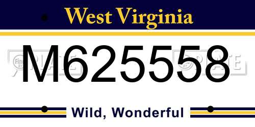 M625558 West Virginia License Plate