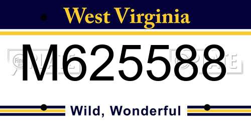 M625588 West Virginia License Plate