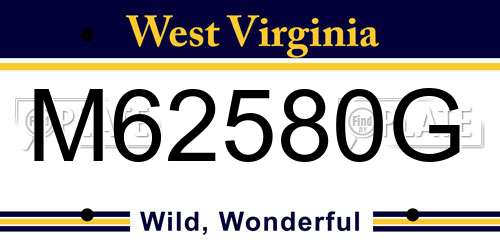 M62580G West Virginia License Plate