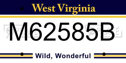 M62585B West Virginia License Plate