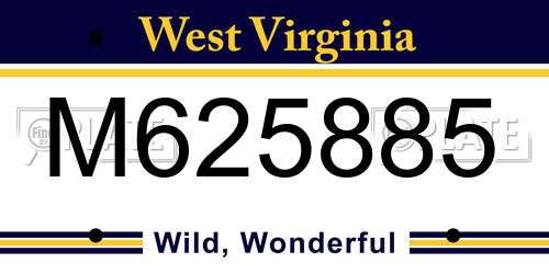 M625885 West Virginia License Plate