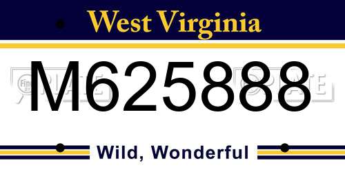 M625888 West Virginia License Plate