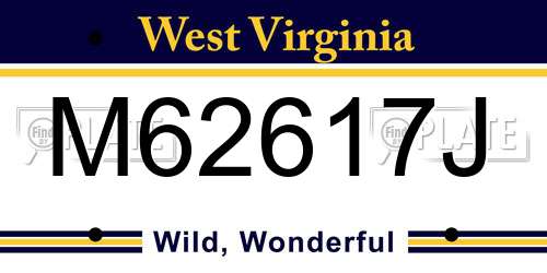 M62617J West Virginia License Plate