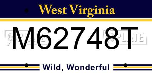 M62748T West Virginia License Plate