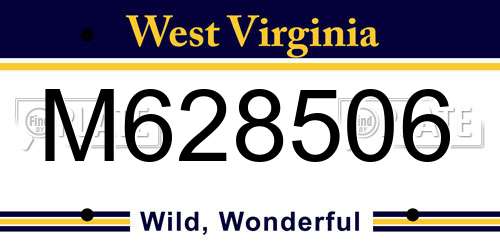 M628506 West Virginia License Plate