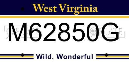 M62850G West Virginia License Plate