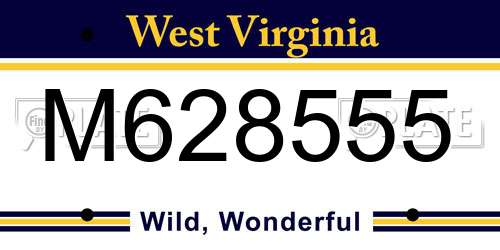 M628555 West Virginia License Plate