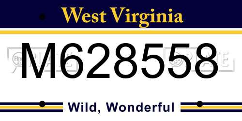 M628558 West Virginia License Plate