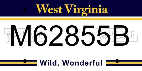 M62855B West Virginia License Plate