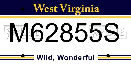 M62855S West Virginia License Plate