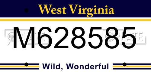 M628585 West Virginia License Plate