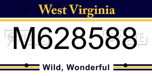 M628588 West Virginia License Plate