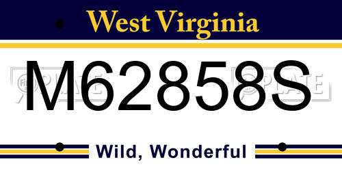 M62858S West Virginia License Plate