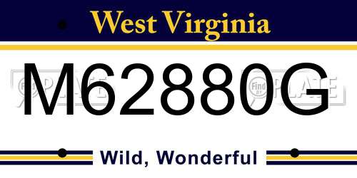 M62880G West Virginia License Plate