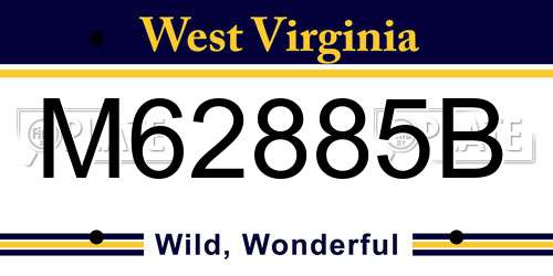 M62885B West Virginia License Plate