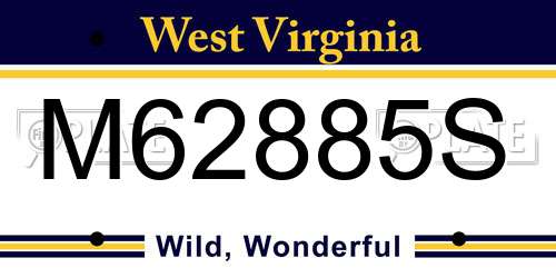 M62885S West Virginia License Plate