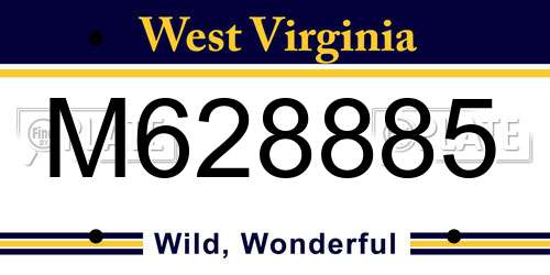 M628885 West Virginia License Plate