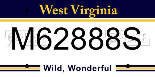 M62888S West Virginia License Plate