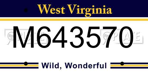 M643570 West Virginia License Plate
