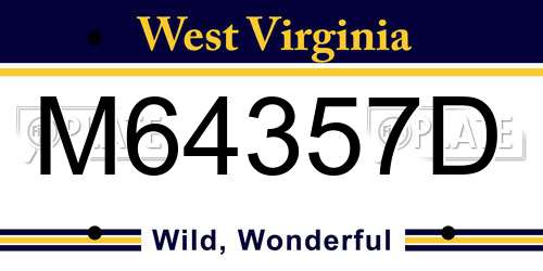 M64357D West Virginia License Plate