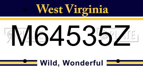 M64535Z West Virginia License Plate
