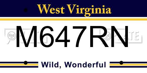 M647RN West Virginia License Plate