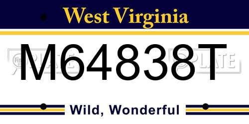 M64838T West Virginia License Plate