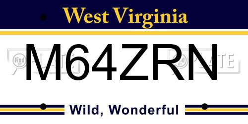 M64ZRN West Virginia License Plate