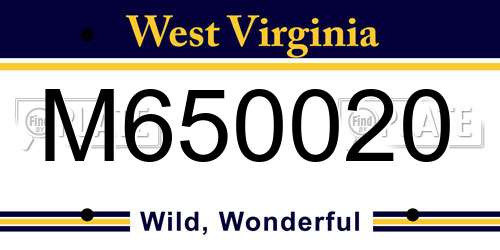 M650020 West Virginia License Plate
