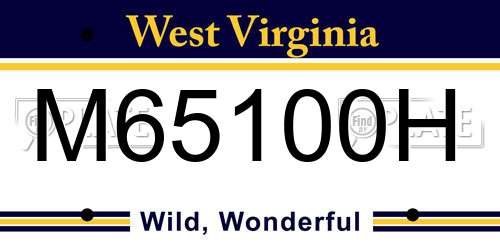 M65100H West Virginia License Plate
