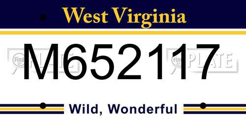 M652117 West Virginia License Plate