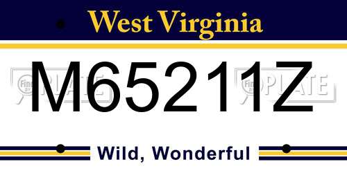 M65211Z West Virginia License Plate