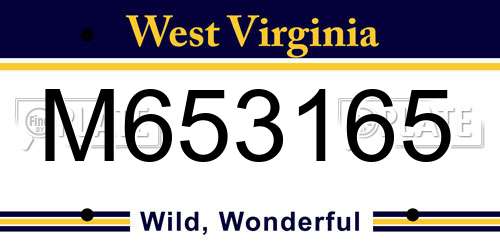 M653165 West Virginia License Plate