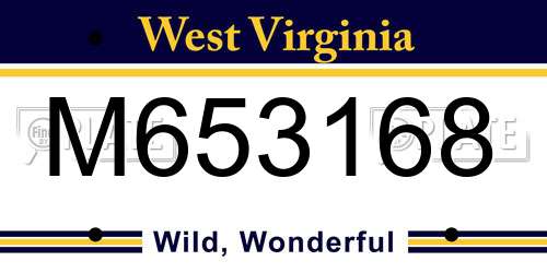 M653168 West Virginia License Plate