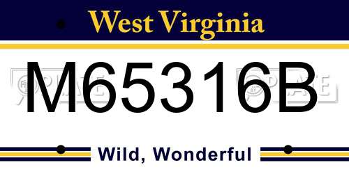M65316B West Virginia License Plate