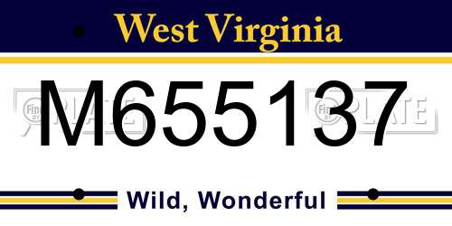 M655137 West Virginia License Plate