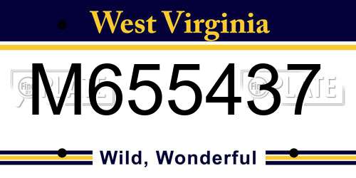 M655437 West Virginia License Plate