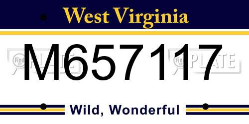 M657117 West Virginia License Plate