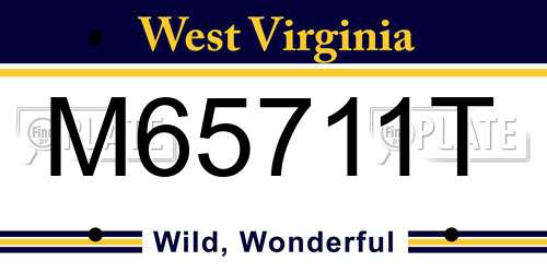 M65711T West Virginia License Plate