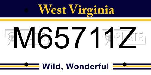 M65711Z West Virginia License Plate