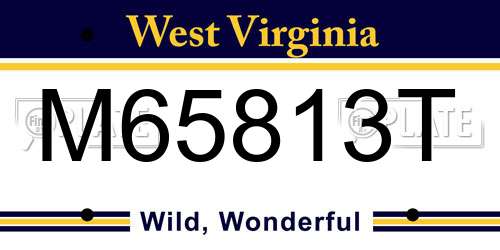 M65813T West Virginia License Plate