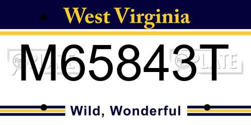 M65843T West Virginia License Plate