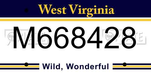 M668428 West Virginia License Plate