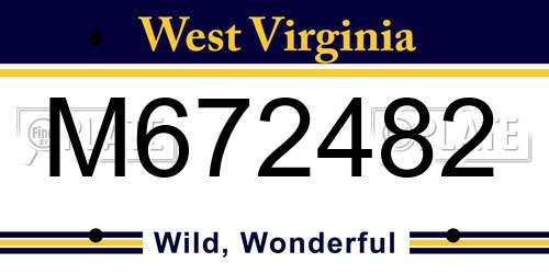 M672482 West Virginia License Plate