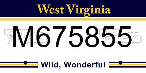 M675855 West Virginia License Plate