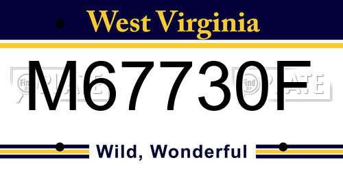M67730F West Virginia License Plate