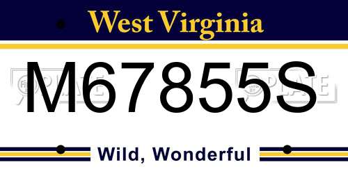 M67855S West Virginia License Plate